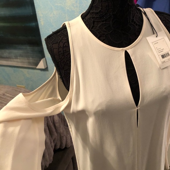 Theory Sarver Cold Shoukder blouse - Picture 4 of 6